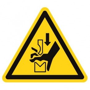 Pictogramme danger écrasement de la main dans l'outil d'une presse plieuse ISO7010-W030