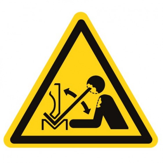 Pictogramme danger déplacement rapide de la pièce à mettre en forme dans une presse plieuse ISO7010-W032