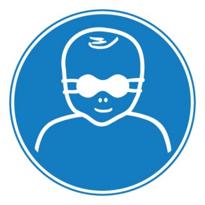 Pictogramme protection opaque des yeux obligatoire pour les enfants en bas âge ISO7010-M025