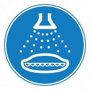 Pictogramme obligation de démarrer le gicleur d'eau dans l'ordre de lancement ISO7010-M043
