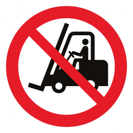 Pictogramme interdit aux chariots élévateurs à fourche et autres véhicules industriels ISO7010-P006