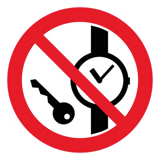 Pictogramme articles métalliques ou montres interdits ISO7010-P008