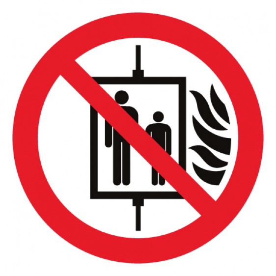 Pictogramme interdiction d'utiliser l'ascenseur en cas d'incendie ISO7010-P020
