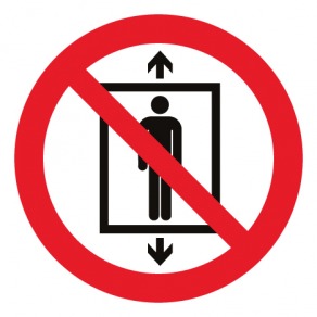 Pictogramme interdiction d'utiliser cet ascenseur pour des personnes ISO7010-P027