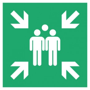 Pictogramme point de rassemblement après évacuation ISO7010-E007
