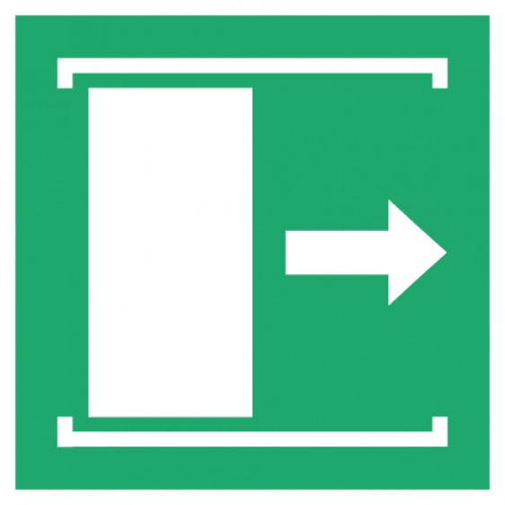 Pictogramme faire coulisser la porte vers la droite pour ouvrir ISO7010-E033