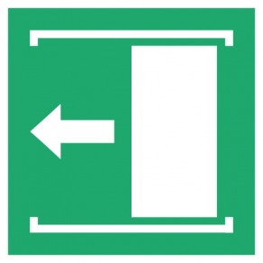 Pictogramme faire coulisser la porte vers la gauche pour ouvrir ISO7010-E033