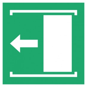 Pictogramme faire coulisser la porte vers la gauche pour ouvrir ISO7010-E033