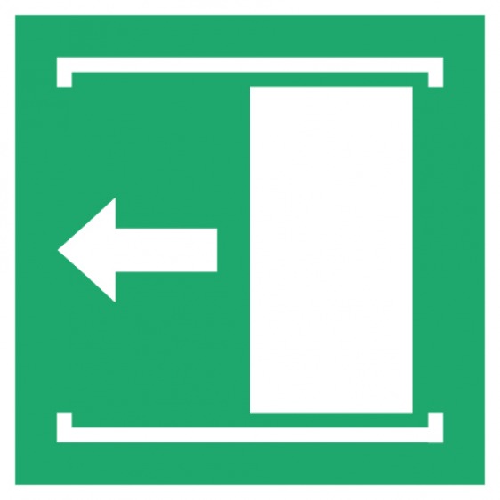 Pictogramme faire coulisser la porte vers la gauche pour ouvrir ISO7010-E033