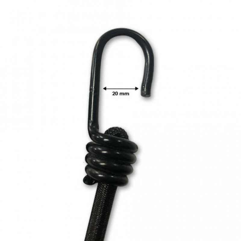 Élastique de tension avec crochet 20 cm noir - Tendeur de bannière