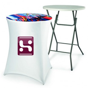 Table mange debout avec housse personnalisée