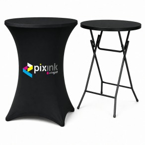 Table mange debout avec housse personnalisée