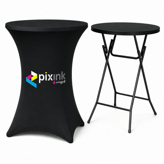 Table mange debout avec housse personnalisée