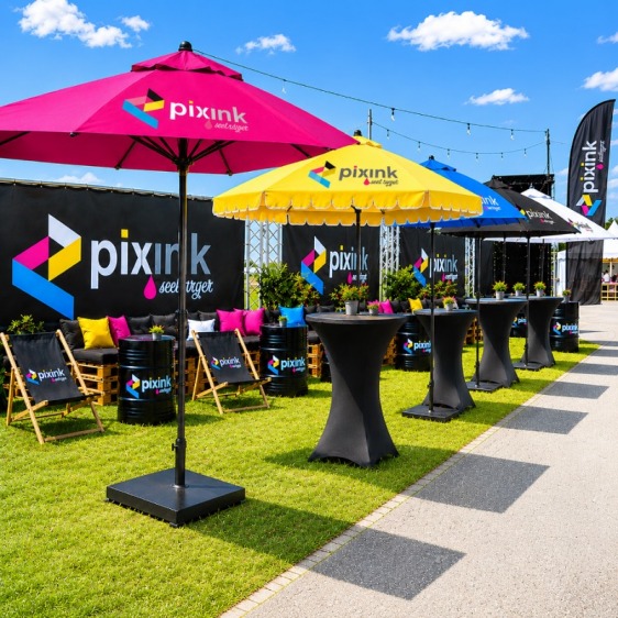 Parasol publicitaire CHR personnalisé sans cantonnière