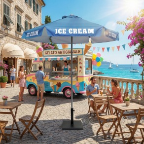 Parasol publicitaire CHR personnalisé sans cantonnière